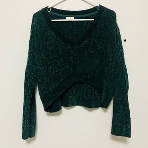 Silence + Noise Green Hi Lo Crop Sweater